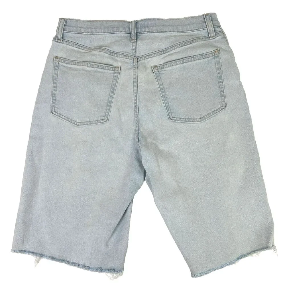 Gap Relaxed Bermuda Shorts Light Indigo Blue Wash Cut Offs Denim Sz 10 T Tall